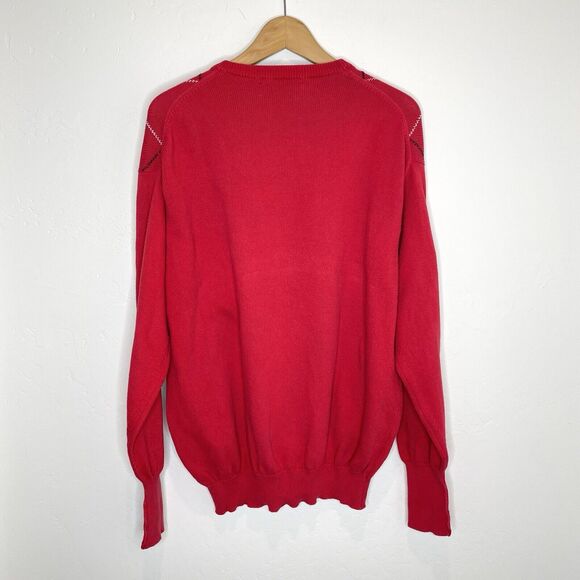 Vintage J. McInerney Ltd Mens 112/44” Red Argyle Cotton Crew Sweater Scotland - Picture 4 of 5